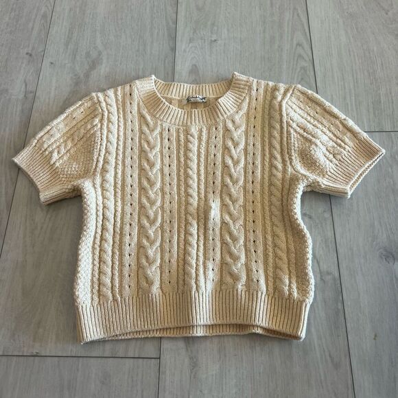 Free People Short & Sweet Crop Sweater in Cream size S - Picture 1 of 9